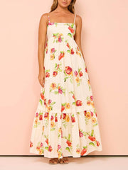 Unique Floral Print Halter Graceful Backless Extra Maxi Dress InsStreet