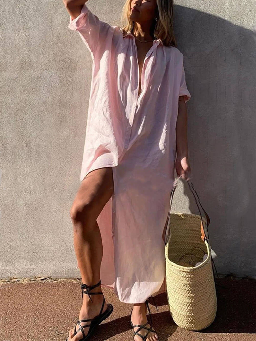 Simple Concept Stylish Maxi Shirt Dress InsStreet