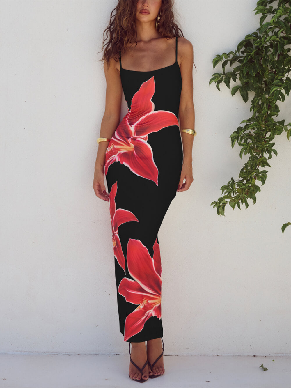 Unforgettable Abstract Floral Charming Print Maxi Dress InsStreet