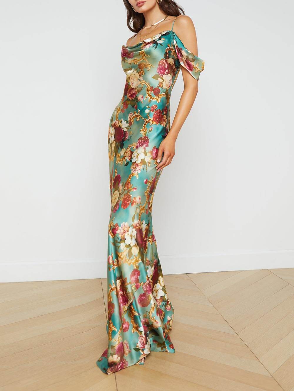 Radiant Off-The-Shoulder Stylish Printed Maxi Dress InsStreet