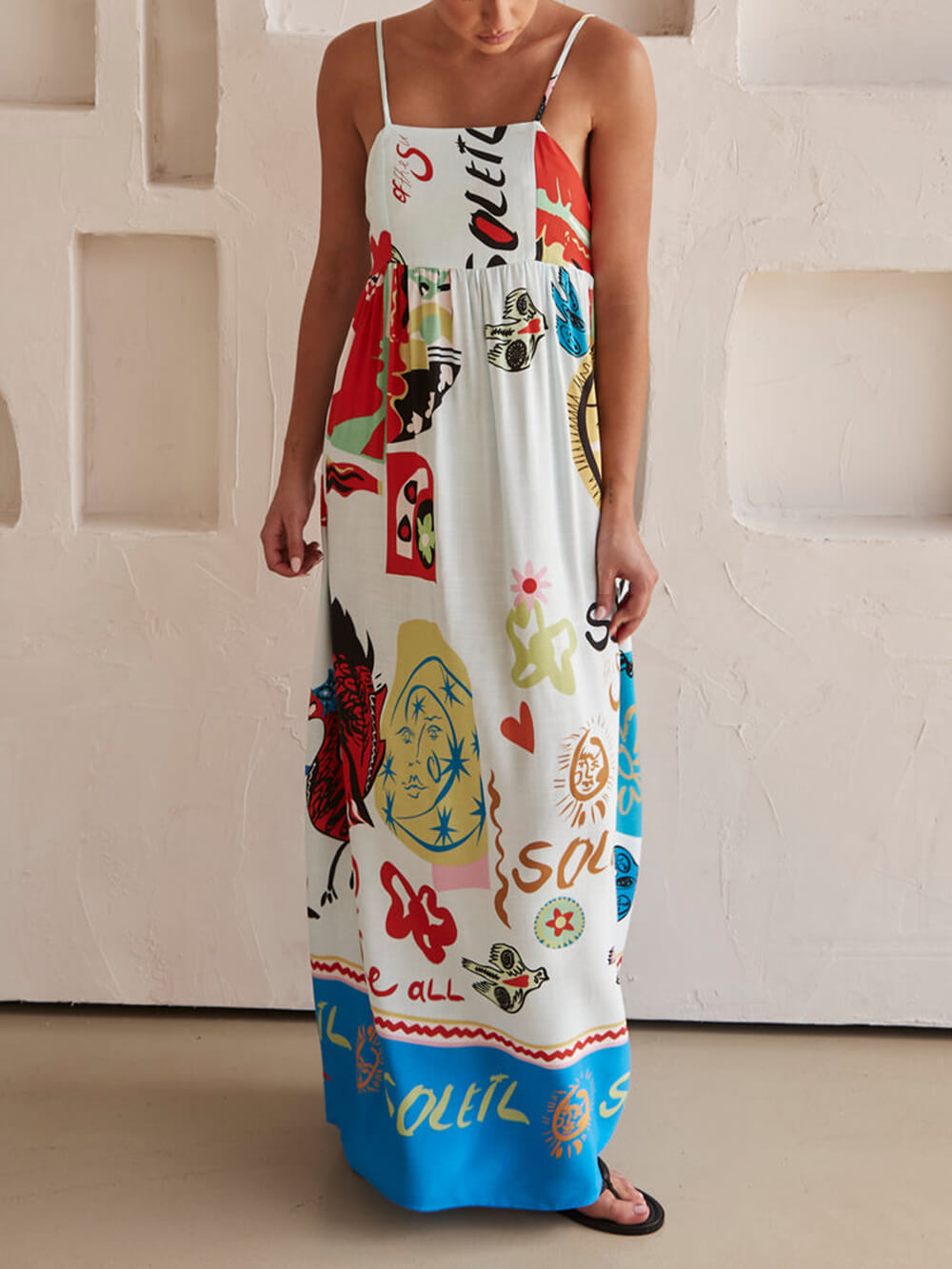 Refined Sensation Satin Charming Unique Print Maxi Dress InsStreet