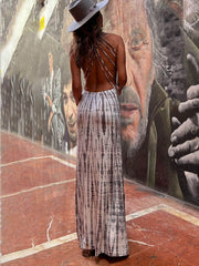 Tie-dye Print Back Charming Lace-up Stretch Maxi Dress InsStreet