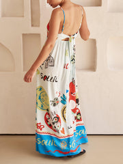 Refined Sensation Satin Charming Unique Print Maxi Dress InsStreet