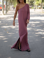 Side One Shoulder Charming Statement Maxi Dress InsStreet