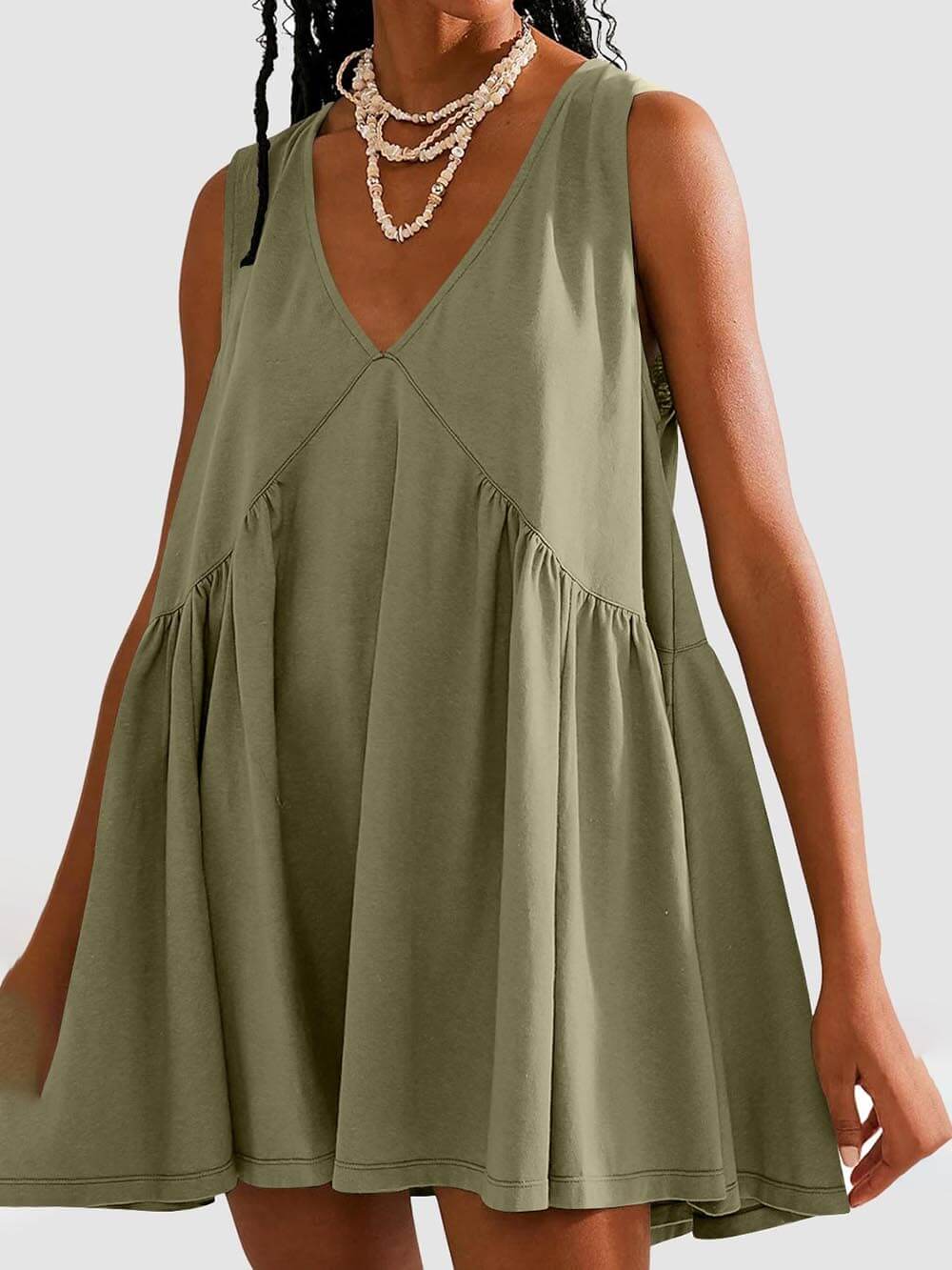 Deep V Wide Charming Strap Mini Tank Dress InsStreet