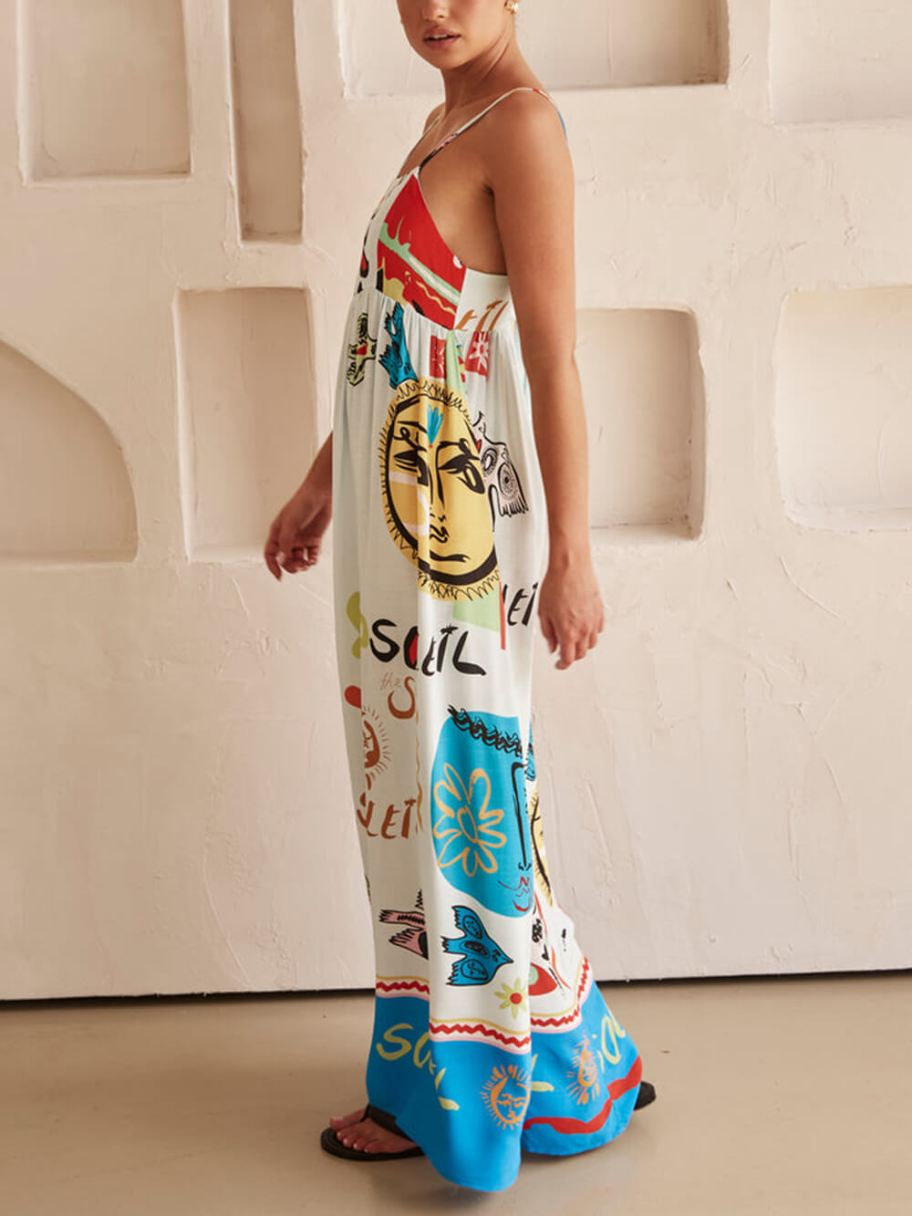 Refined Sensation Satin Charming Unique Print Maxi Dress InsStreet