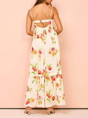 Unique Floral Print Halter Graceful Backless Extra Maxi Dress InsStreet