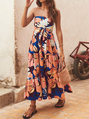 Strapless Printed Stylish Maxi Dress InsStreet