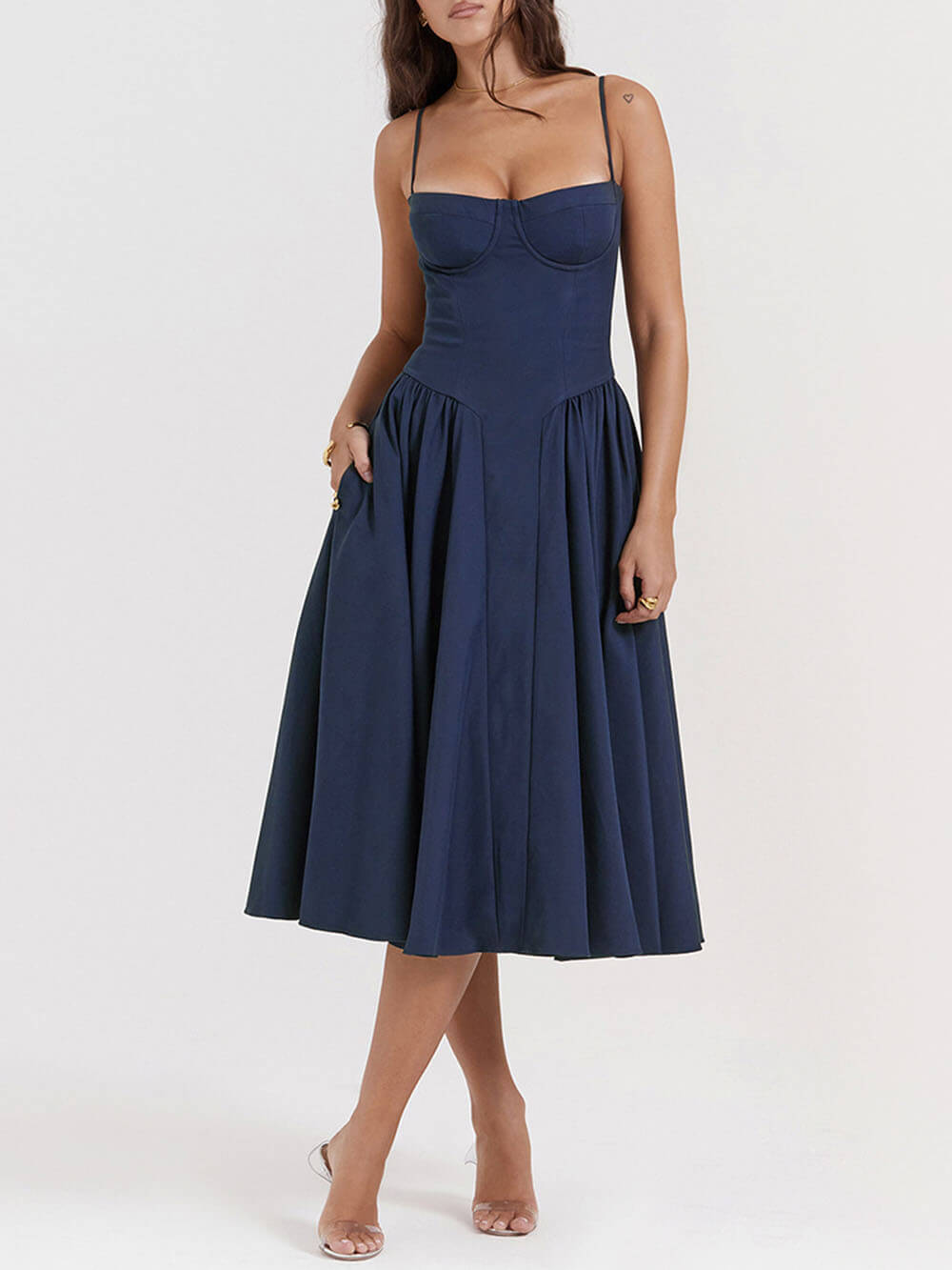 V-Neck Strapless Stylish Midi Dress InsStreet