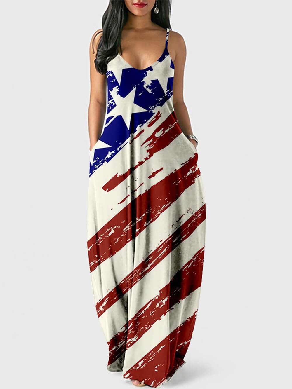 Independence Day Stylish Print Cami Dress InsStreet