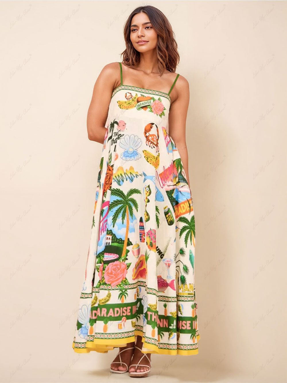 Unique Holiday Print Smocked Graceful Back Pocket Maxi Dress InsStreet