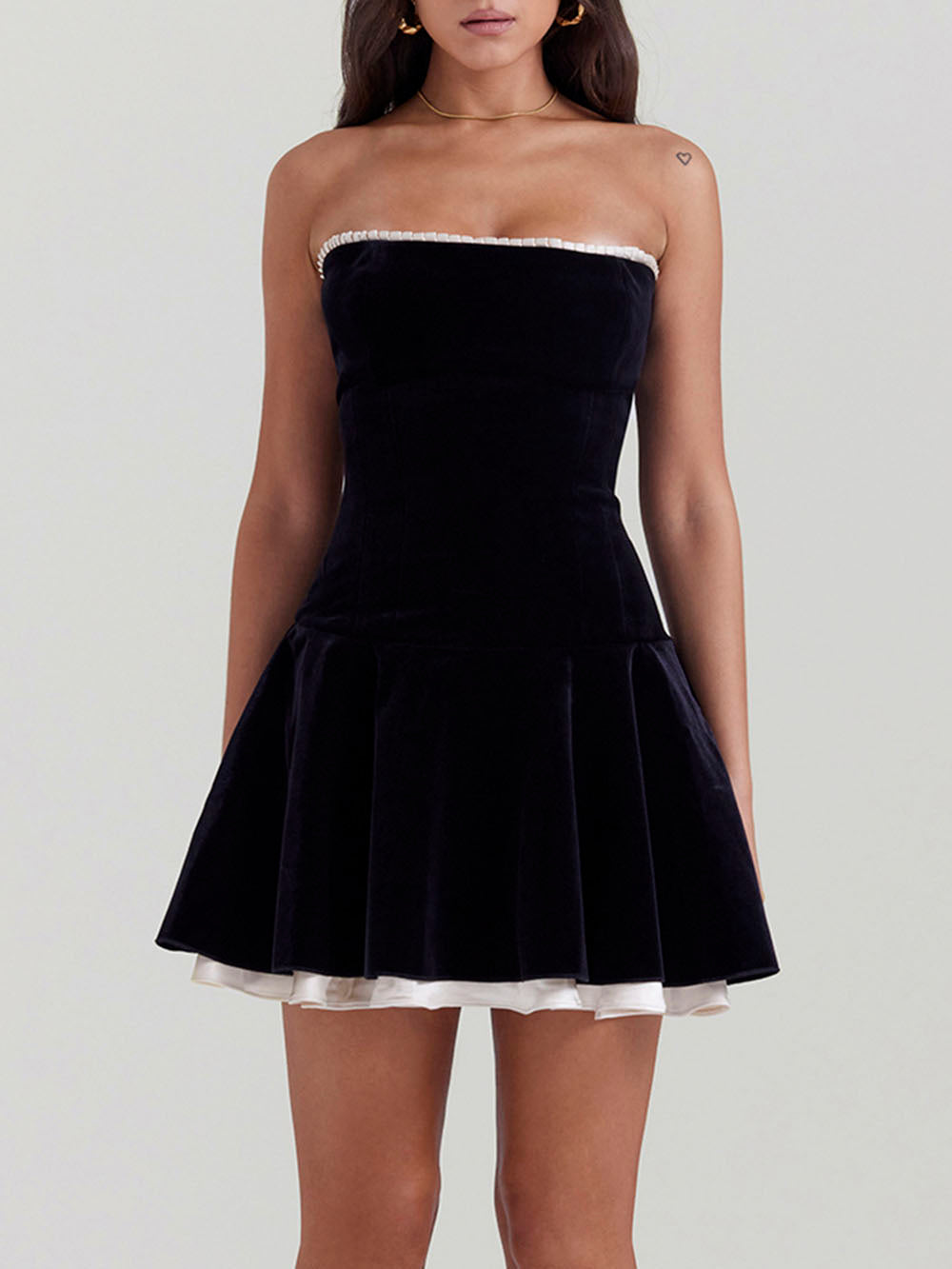 Black Velvet Stylish Strapless Dress InsStreet