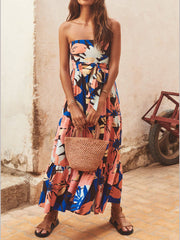 Strapless Printed Stylish Maxi Dress InsStreet