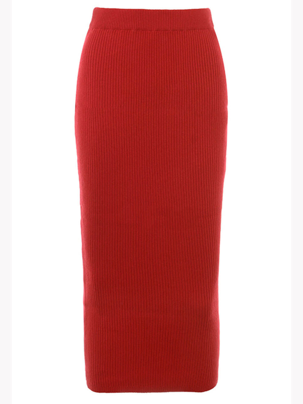 Red Knit-Blend Stylish Maxi Skirt InsStreet