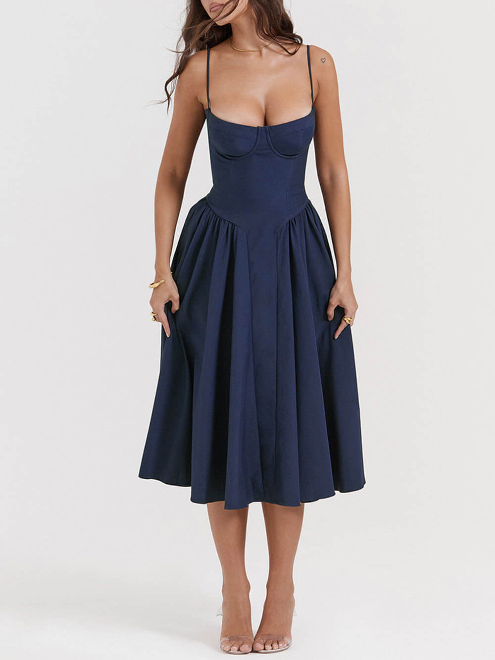 V-Neck Strapless Stylish Midi Dress InsStreet