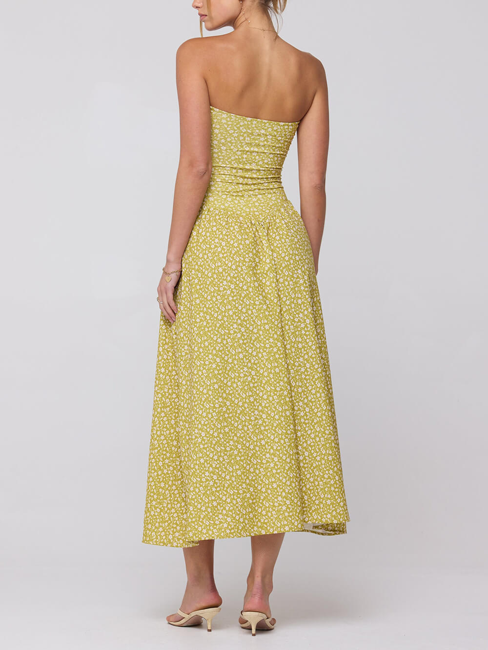 Chic Off-The-Shoulder Drop-Waist Charming Print Flowy Midi Dress InsStreet