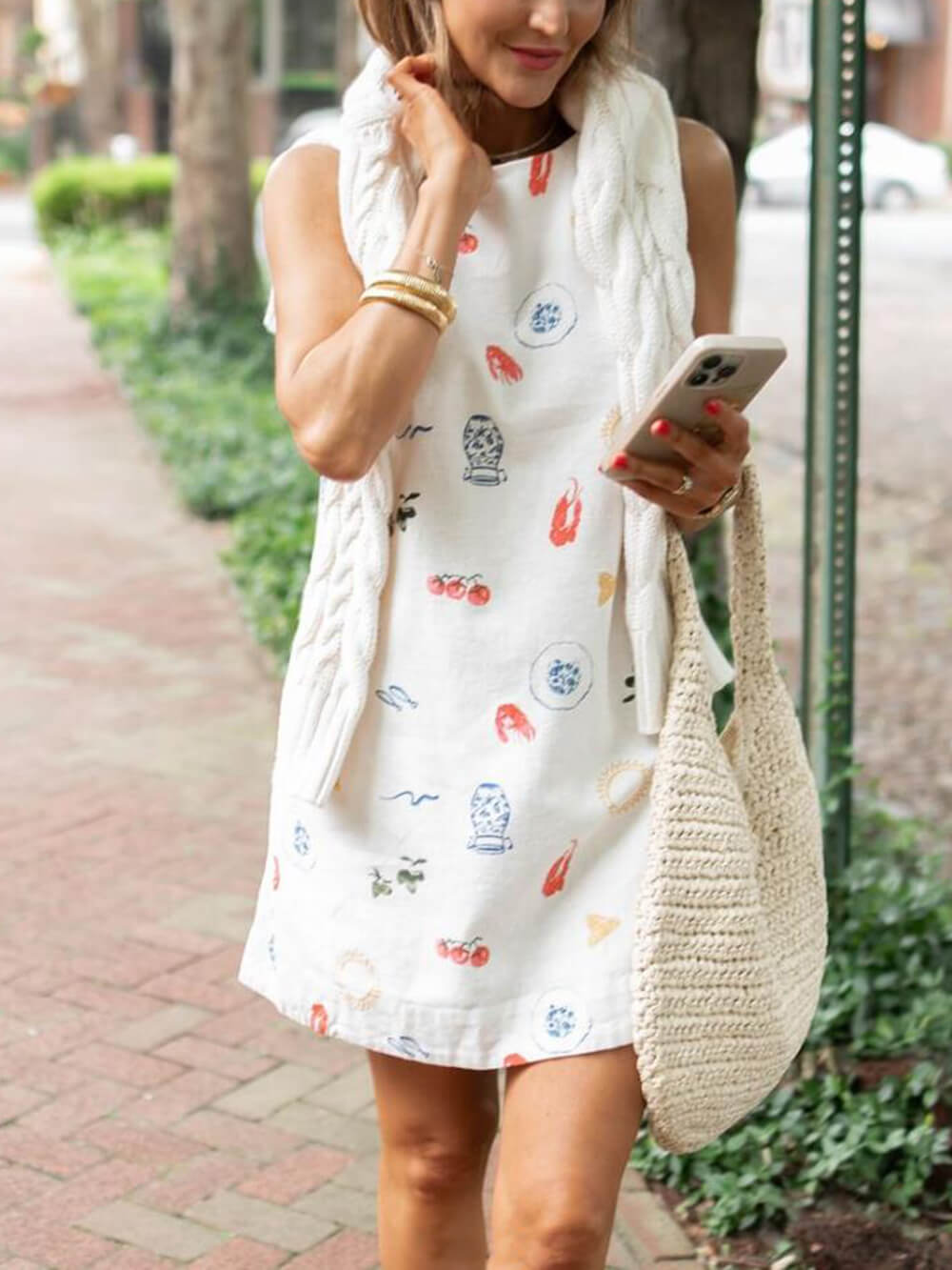 Sunny Vase Cherry Charming Print Mini Dress InsStreet