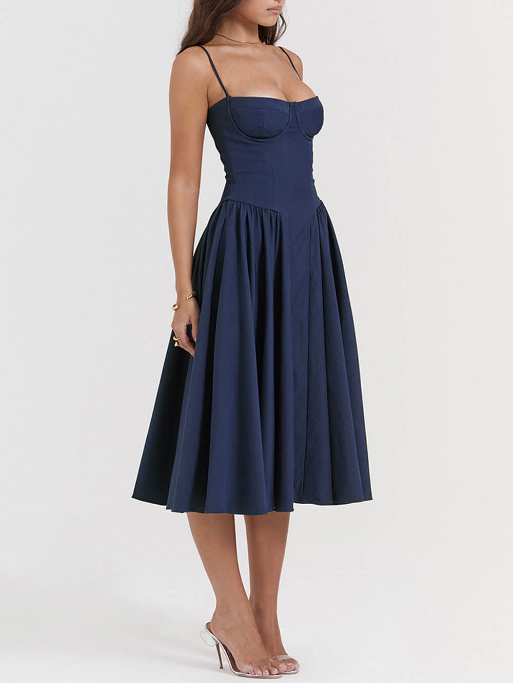 V-Neck Strapless Stylish Midi Dress InsStreet