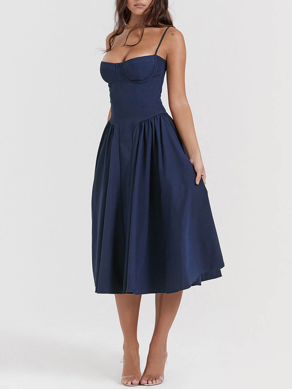 V-Neck Strapless Stylish Midi Dress InsStreet