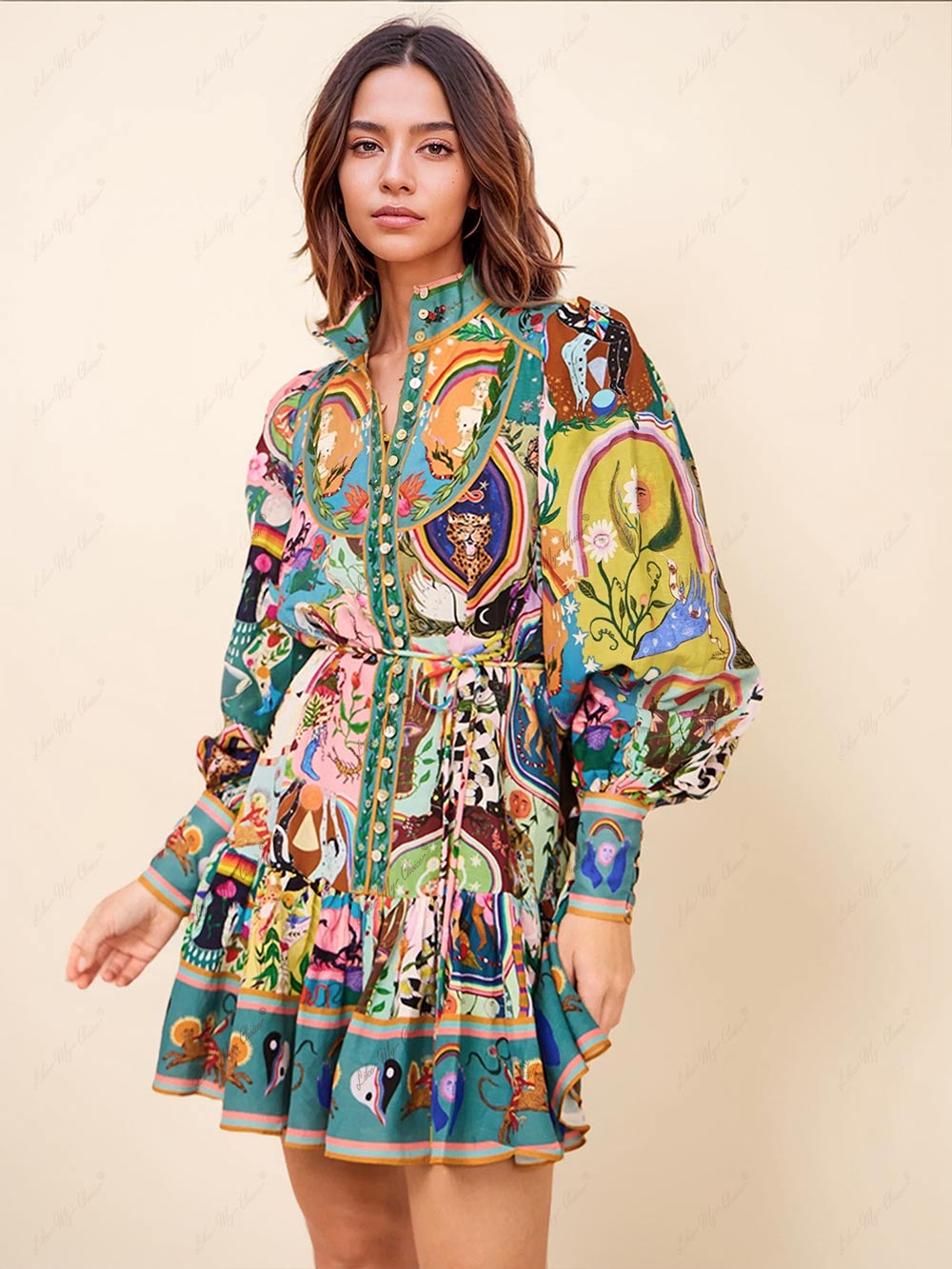 Graffiti Casual Evergreen Charming Printing Mini Dress InsStreet