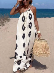 Sunshine Ethnic Print One Graceful Shoulder Loose Maxi Dress InsStreet