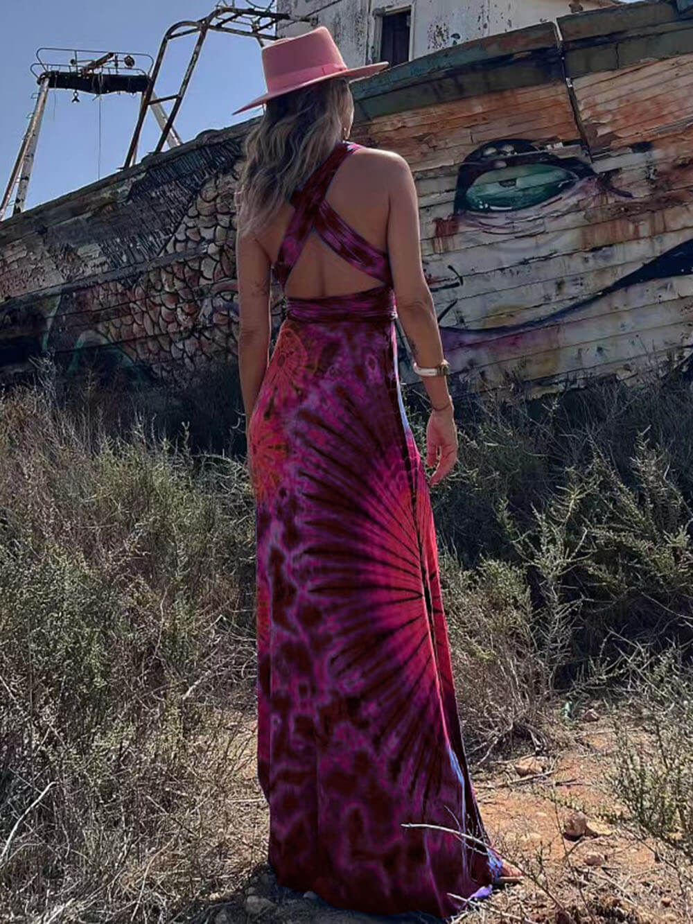 Printed Sleeveless Stylish V-Neck Maxi Dress InsStreet