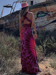 Printed Sleeveless Stylish V-Neck Maxi Dress InsStreet