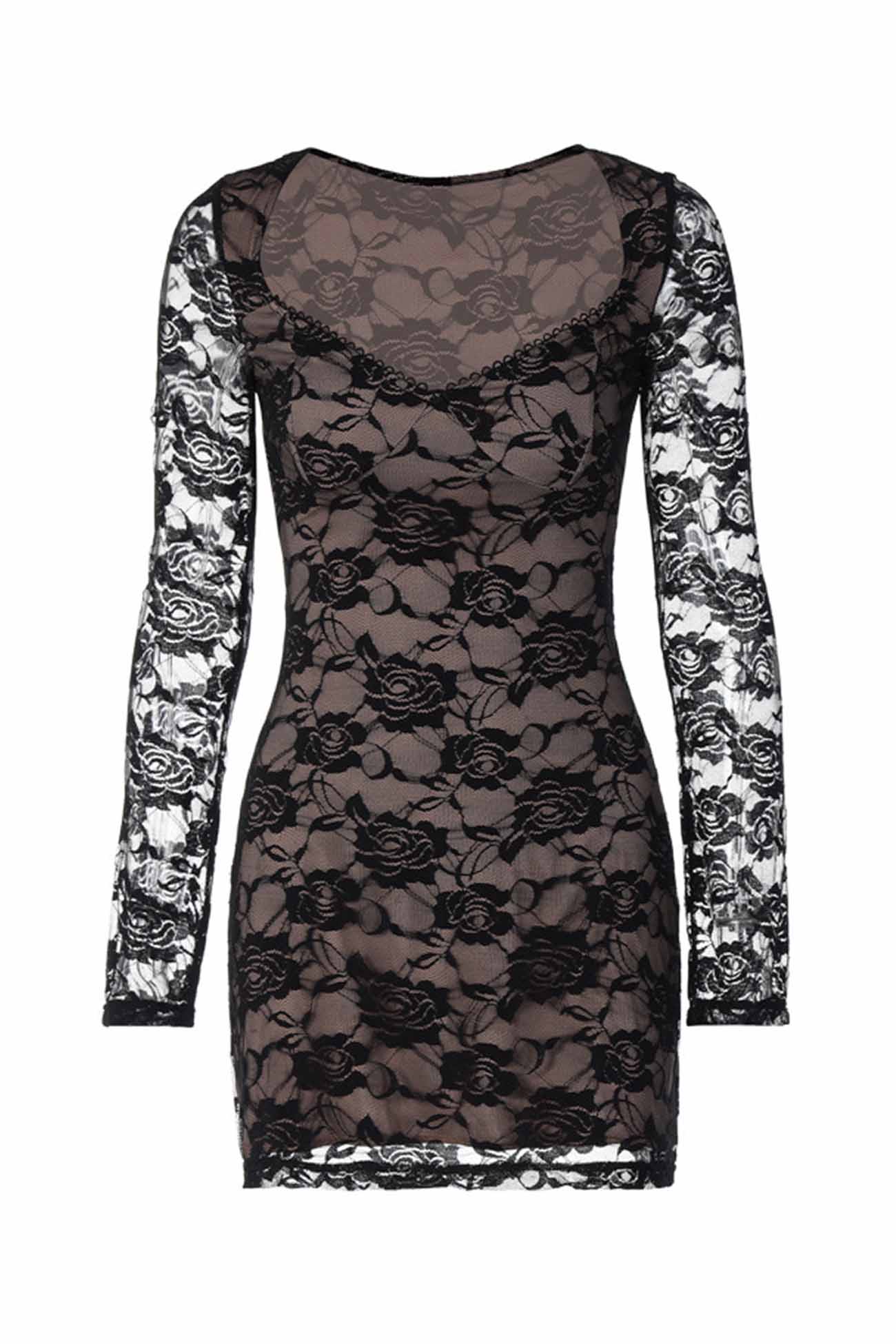 Cutout Lace Long Sleeve Mini Dress InsStreet