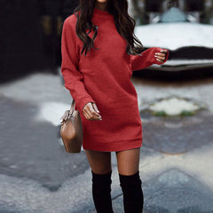 Casual Long Sleeve O Neck Pullover Dress InsStreet