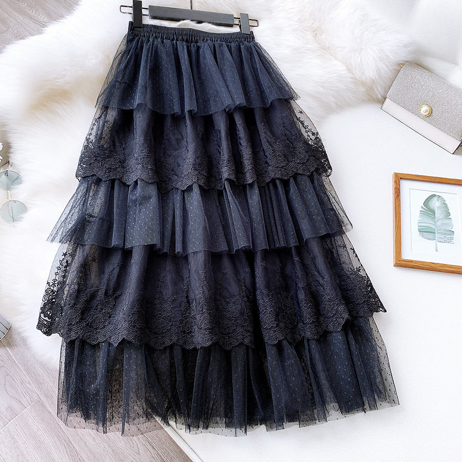 Long Elegant Fashion Lace Skirts InsStreet