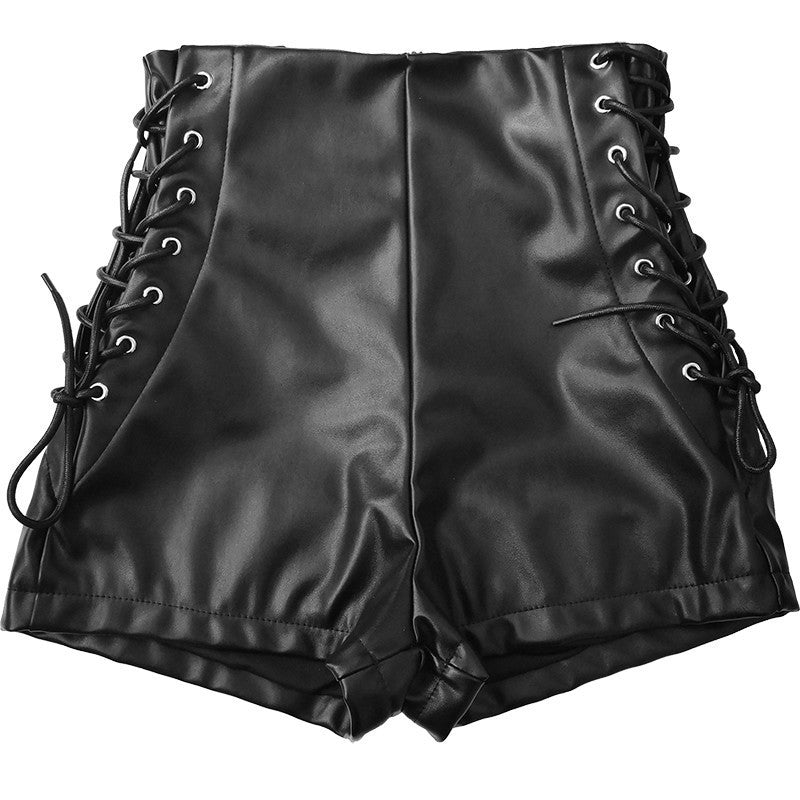 Black Bandage Pu Leather Shorts InsStreet