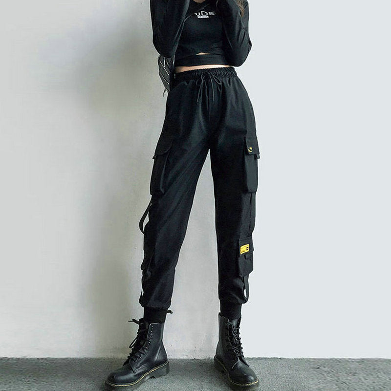 Punk Black Female Joggers Cargo Pants InsStreet