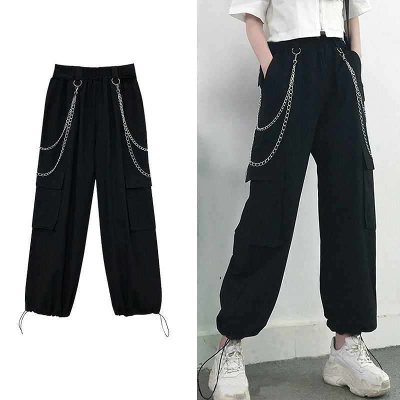 Punk Black Female Joggers Cargo Pants InsStreet