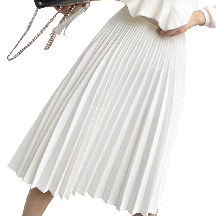 High Waist White Long Skirt InsStreet