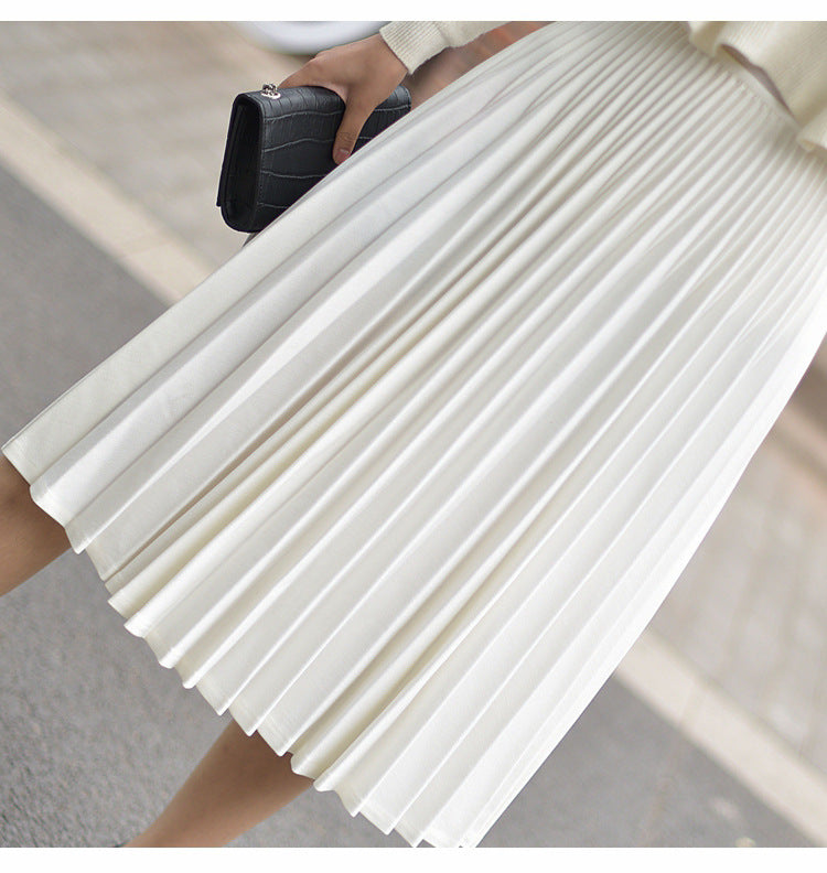 High Waist White Long Skirt InsStreet