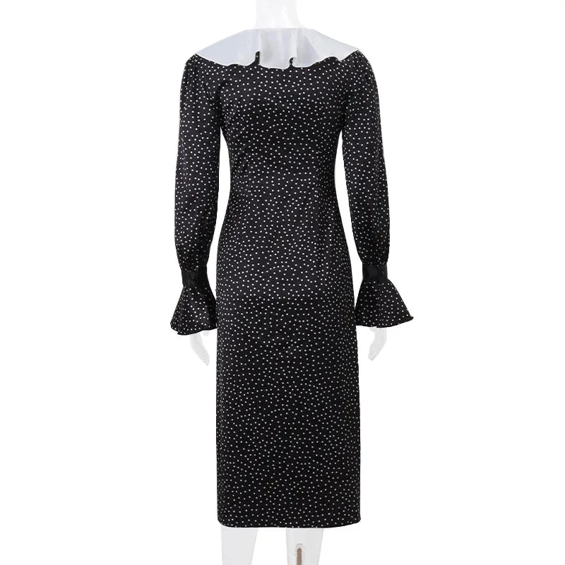 2024 New Autumn Fashionable French Style Floral Long-sleeved Elegant Casual Vestidos Midi Dress InsStreet