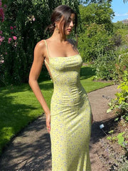 Summer Floral Print Sleeveless Y2K Boho Beach Party Club Casual Midi Dress InsStreet