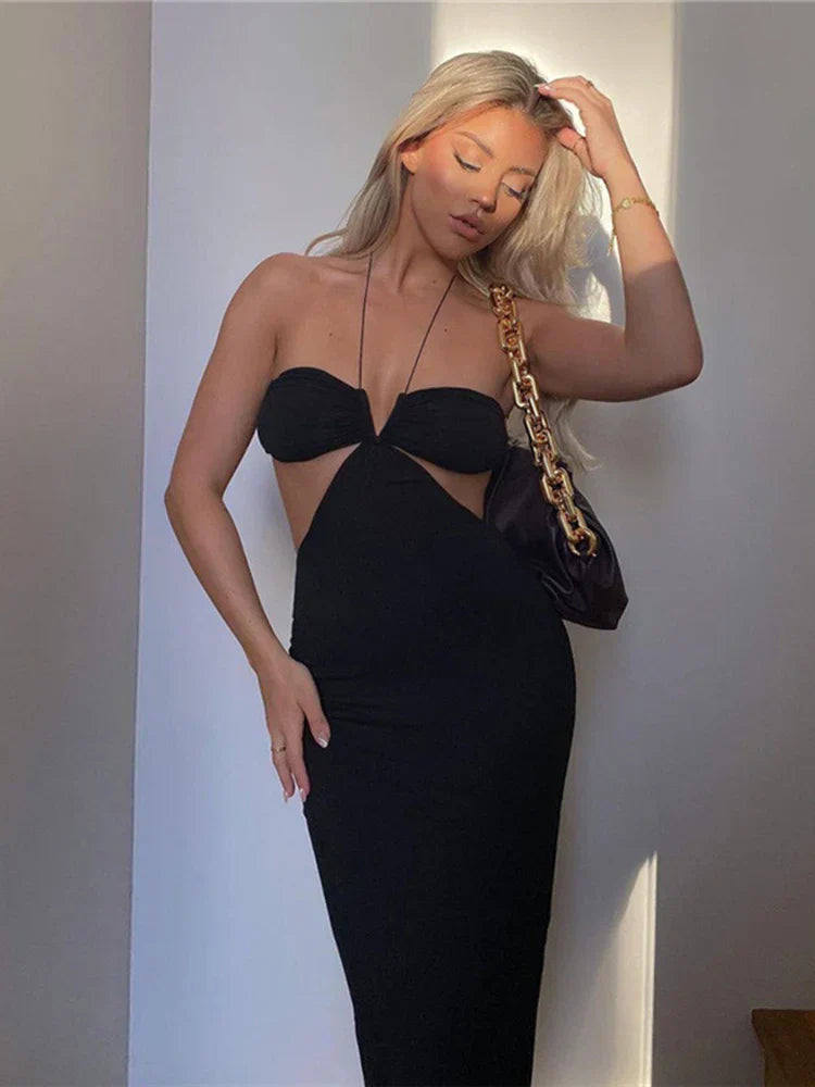 Spaghetti Strap Backless Maxi Dress InsStreet