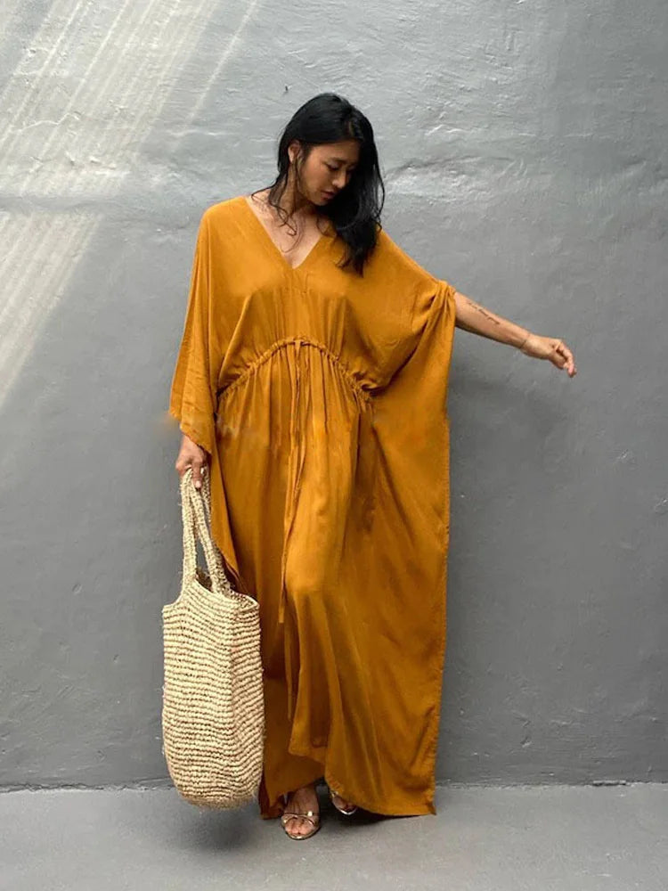 Solid Tunic Loose Kaftan Side Split Long Maxi Dress InsStreet