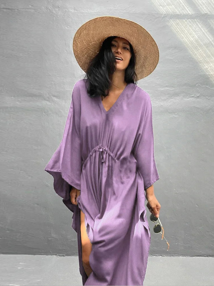 Solid Tunic Loose Kaftan Side Split Long Maxi Dress InsStreet