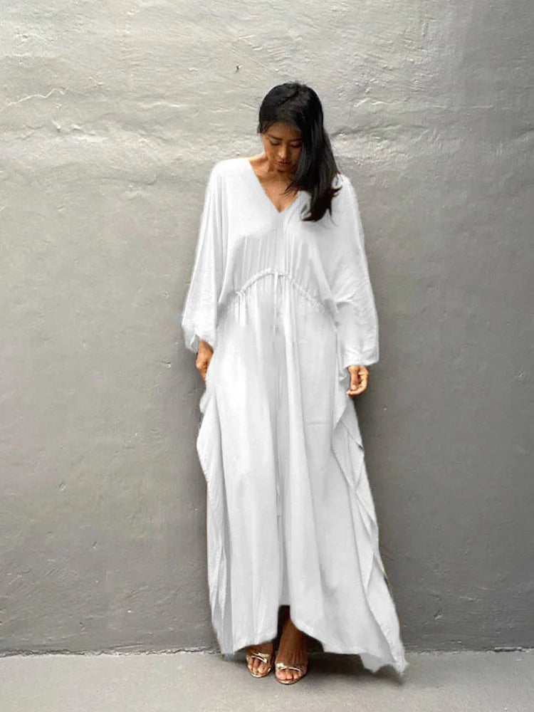 Solid Tunic Loose Kaftan Side Split Long Maxi Dress InsStreet