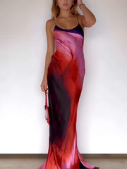 Abstract Floral Stylish Halter Maxi Dress InsStreet