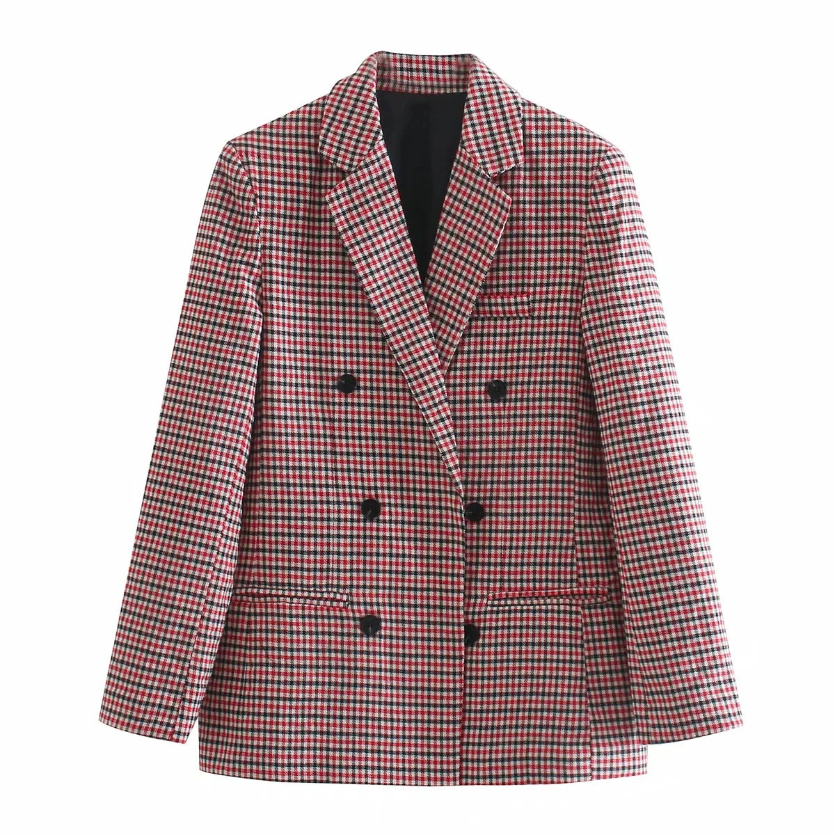 Marketplace Pocketed Houndstooth Blazer Ins Street