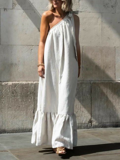 Casual Loose Shoulder Charming Asymmetrical Long Dress InsStreet