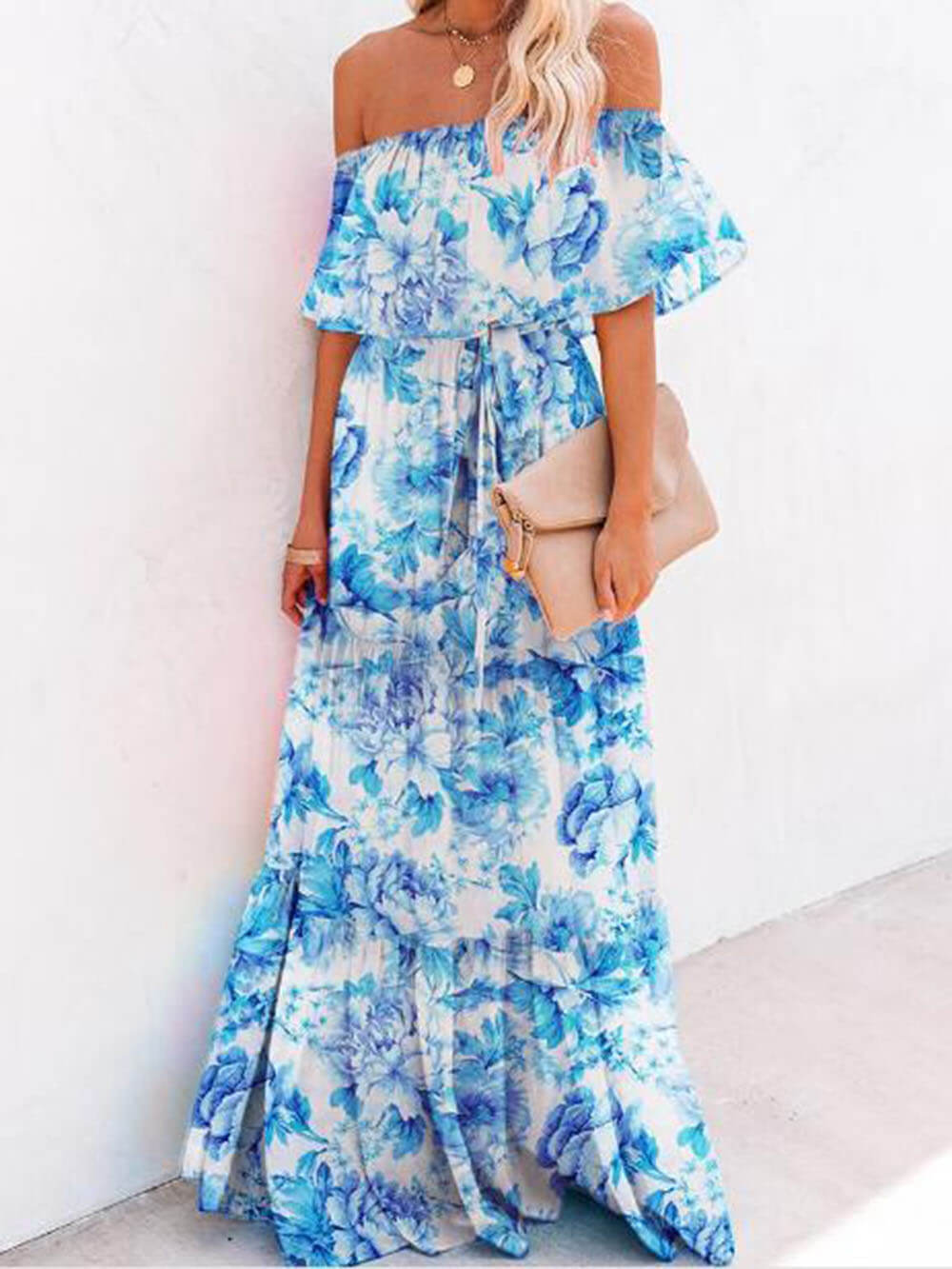 Printed Wrap Stylish Maxi Dress InsStreet