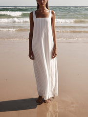 White With Charcoal Charming Pinstripe Maxi Dress InsStreet