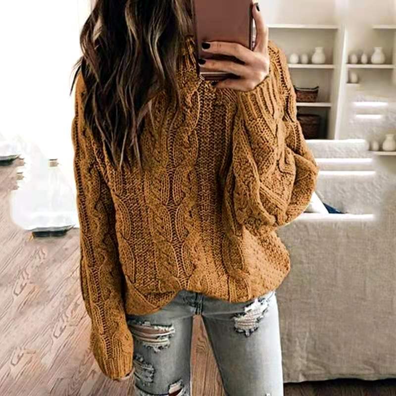 Painted Gold Cable Knit Sweater Ins Street