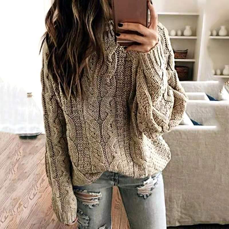 Painted Gold Cable Knit Sweater Ins Street