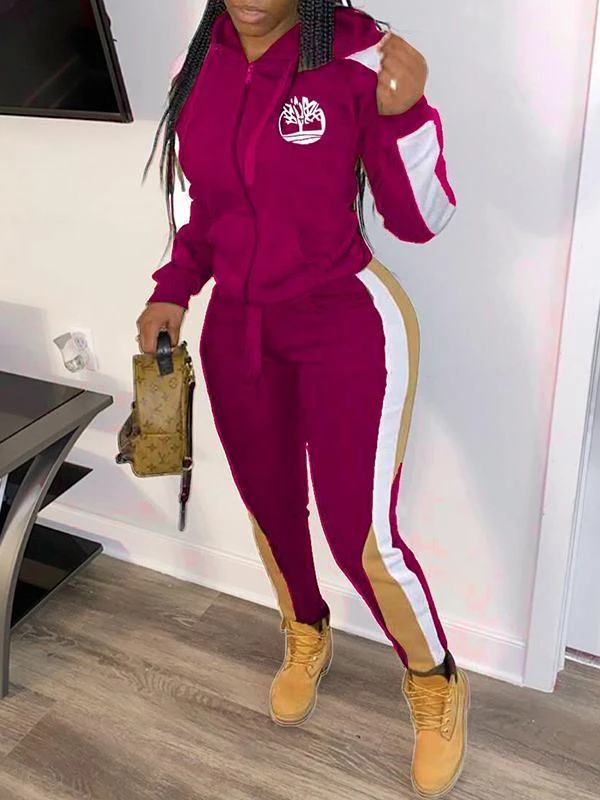 Logo Colorblock Hoodie & Pants Set--Clearance Ins Street