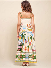 Unique Holiday Print Smocked Graceful Back Pocket Maxi Dress InsStreet